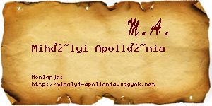 Mihályi Apollónia névjegykártya